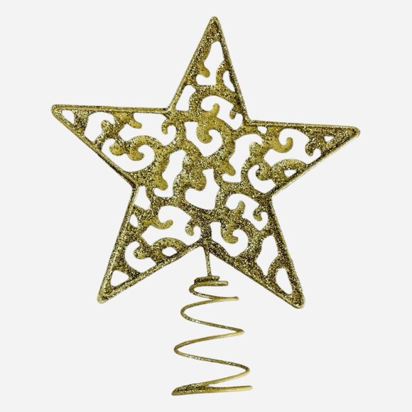 Gold Glitter Filigree Star Christmas Tree Topper VG - Picture 5 of 5